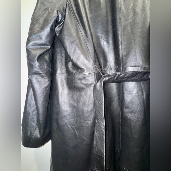 Luxury Genuine Leather Longline Coat Adjustable Tie Waist Unisex & Curvy Fit XXL - Picture 12 of 17